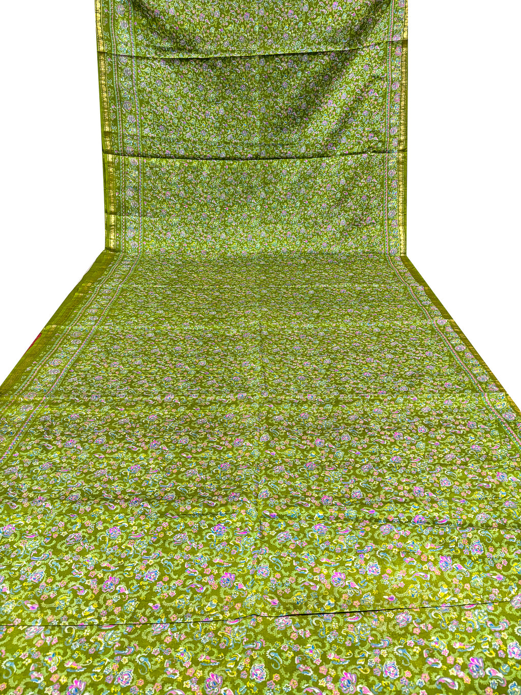 Vintage Green and Red Silk Saree