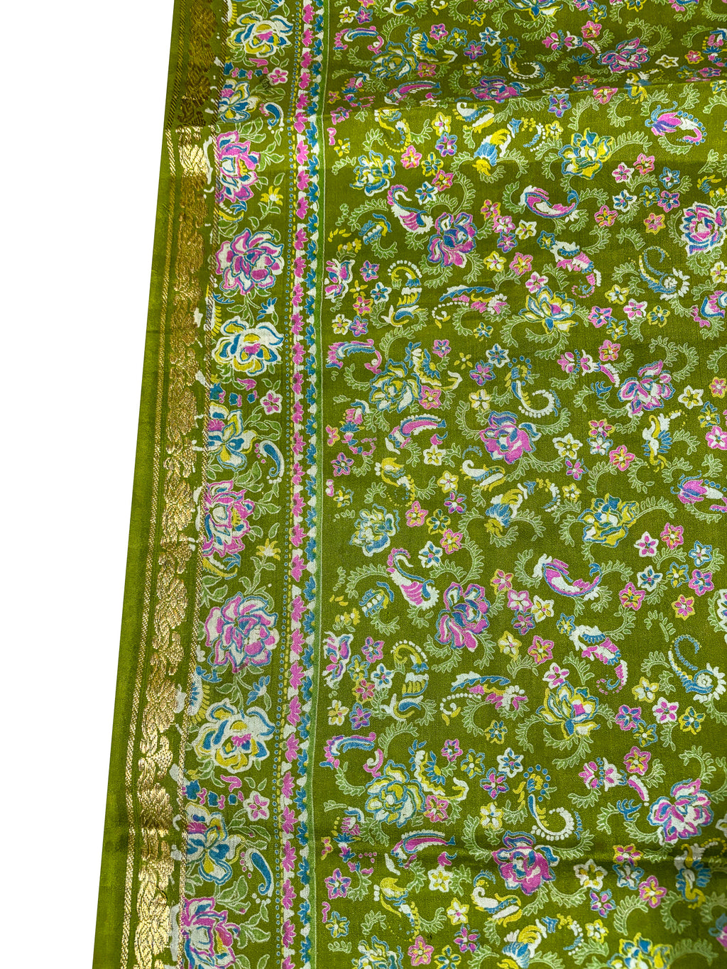 Vintage Green and Red Silk Saree