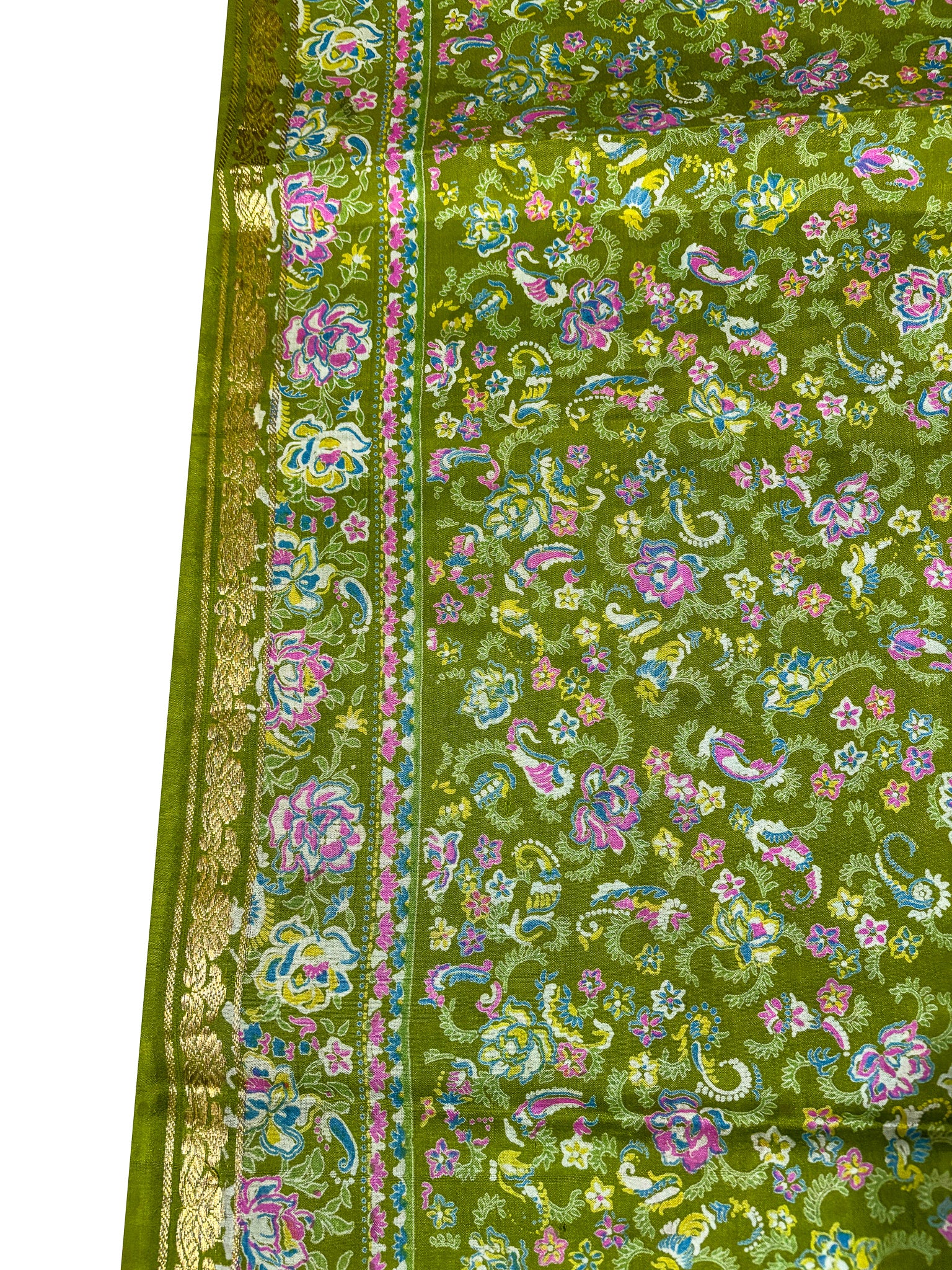 Vintage Green and Red Silk Saree