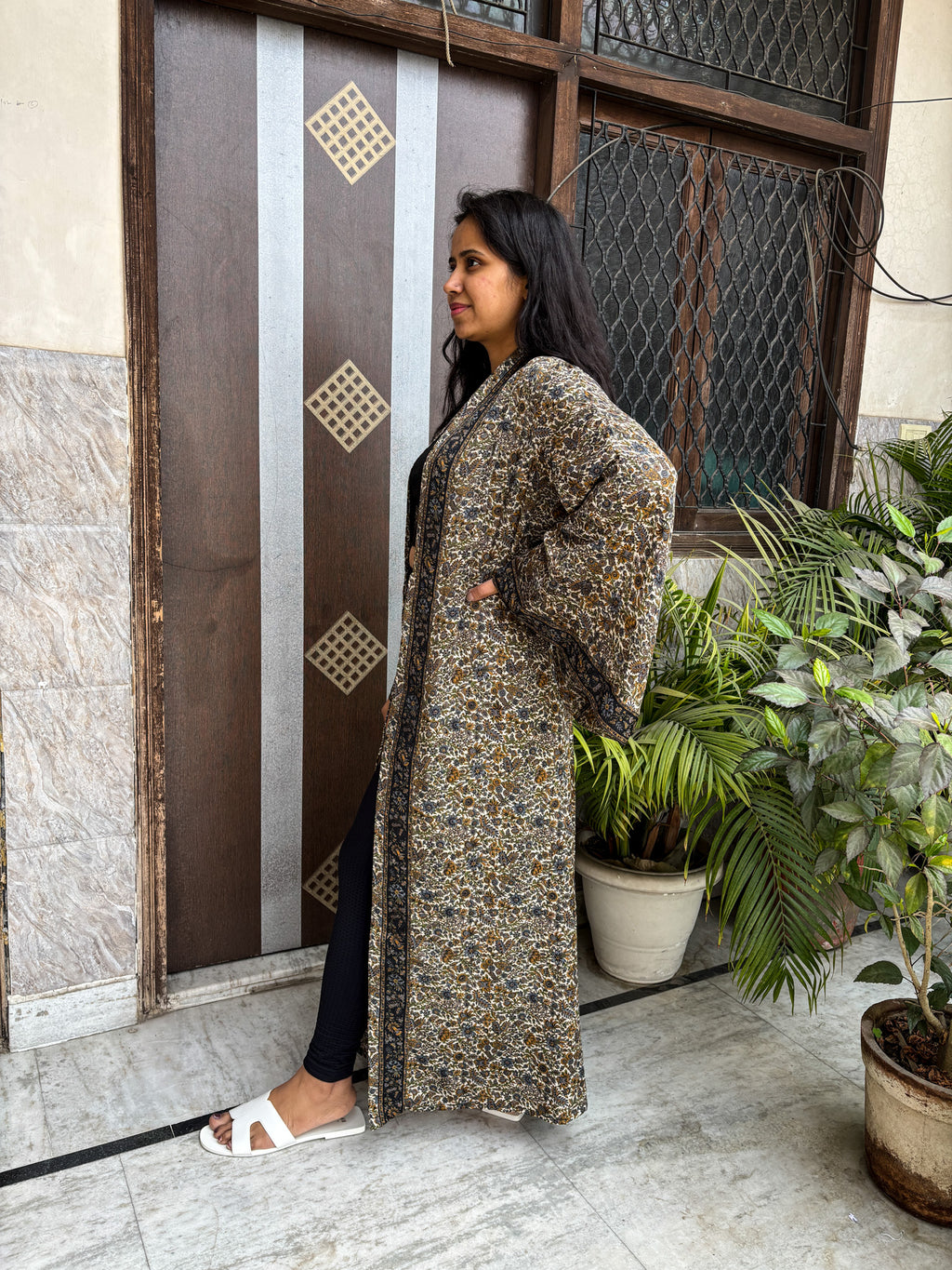 Handcrafted Kimonos Made from Vintage Moss Silk Sarees