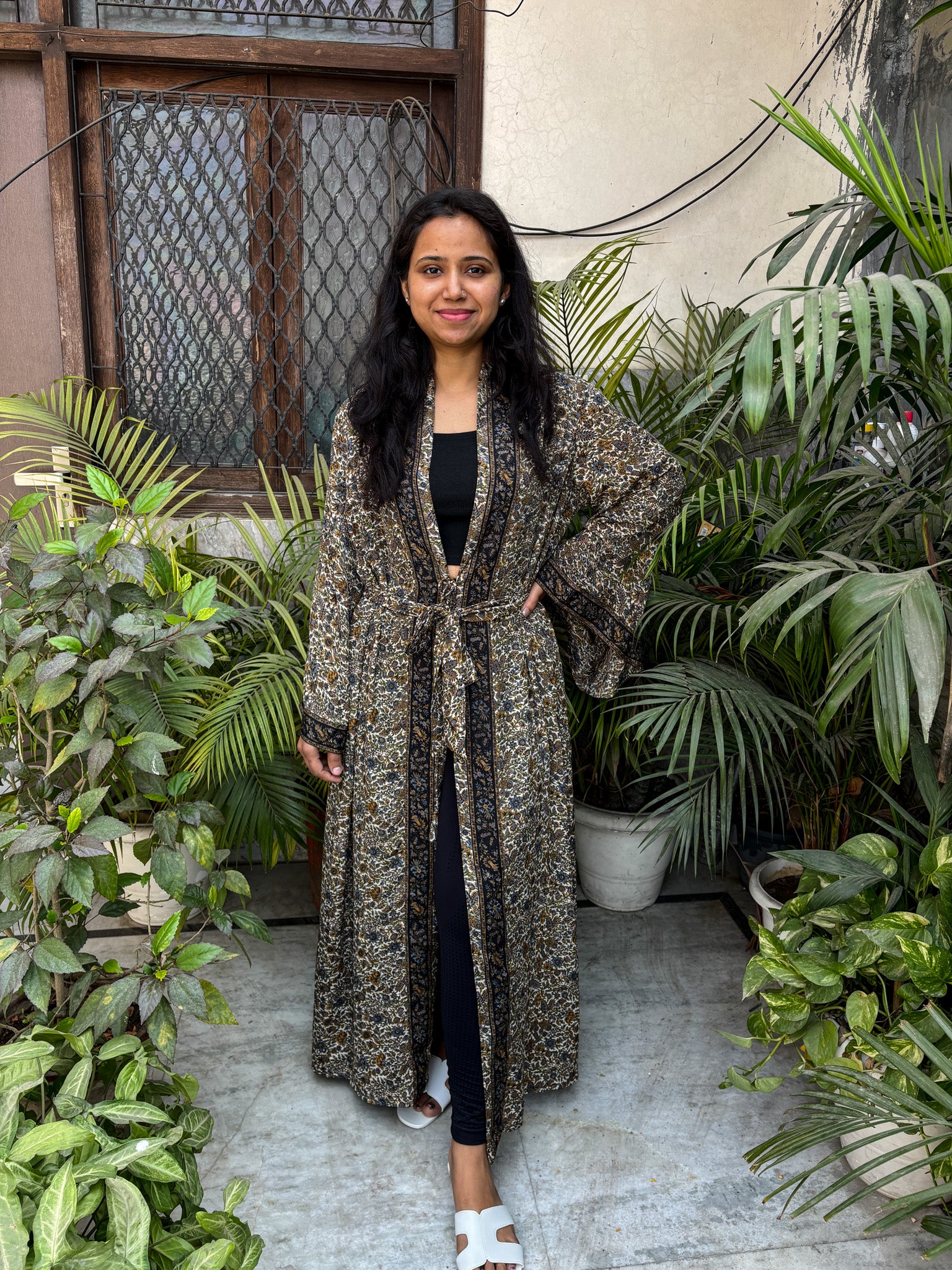 Handcrafted Kimonos Made from Vintage Moss Silk Sarees
